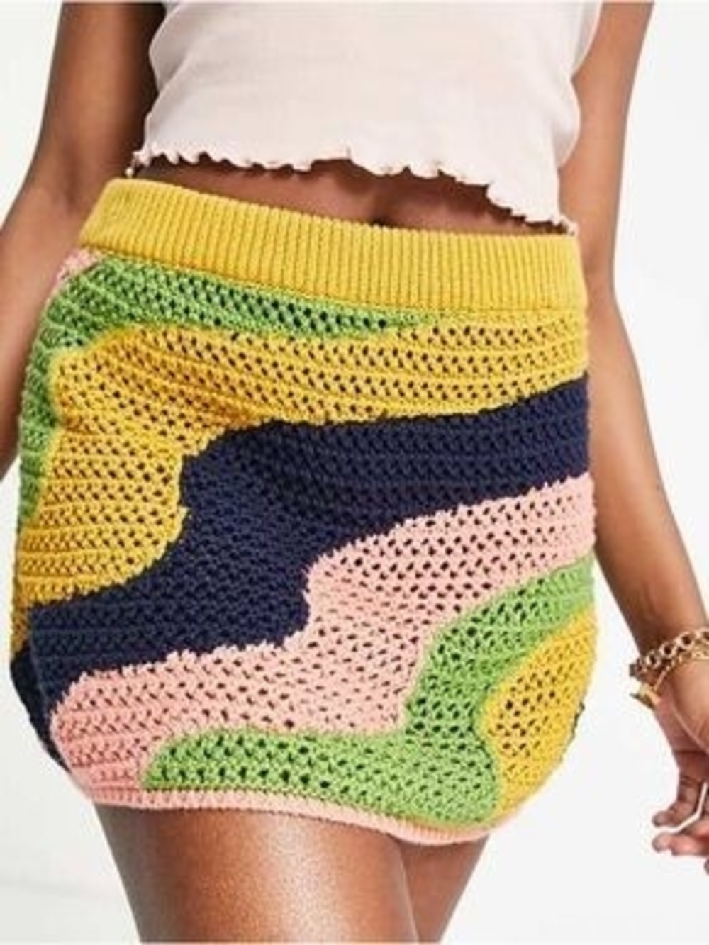 Free People Mila Crochet Mini Skirt Size M Cotton